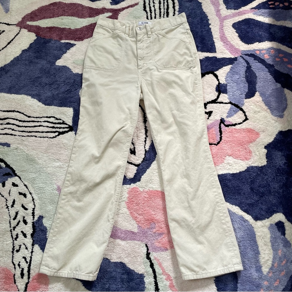 RE/DONE 70s pocket loose flare pants, vintage ivory, off white corduroy 28 $295
